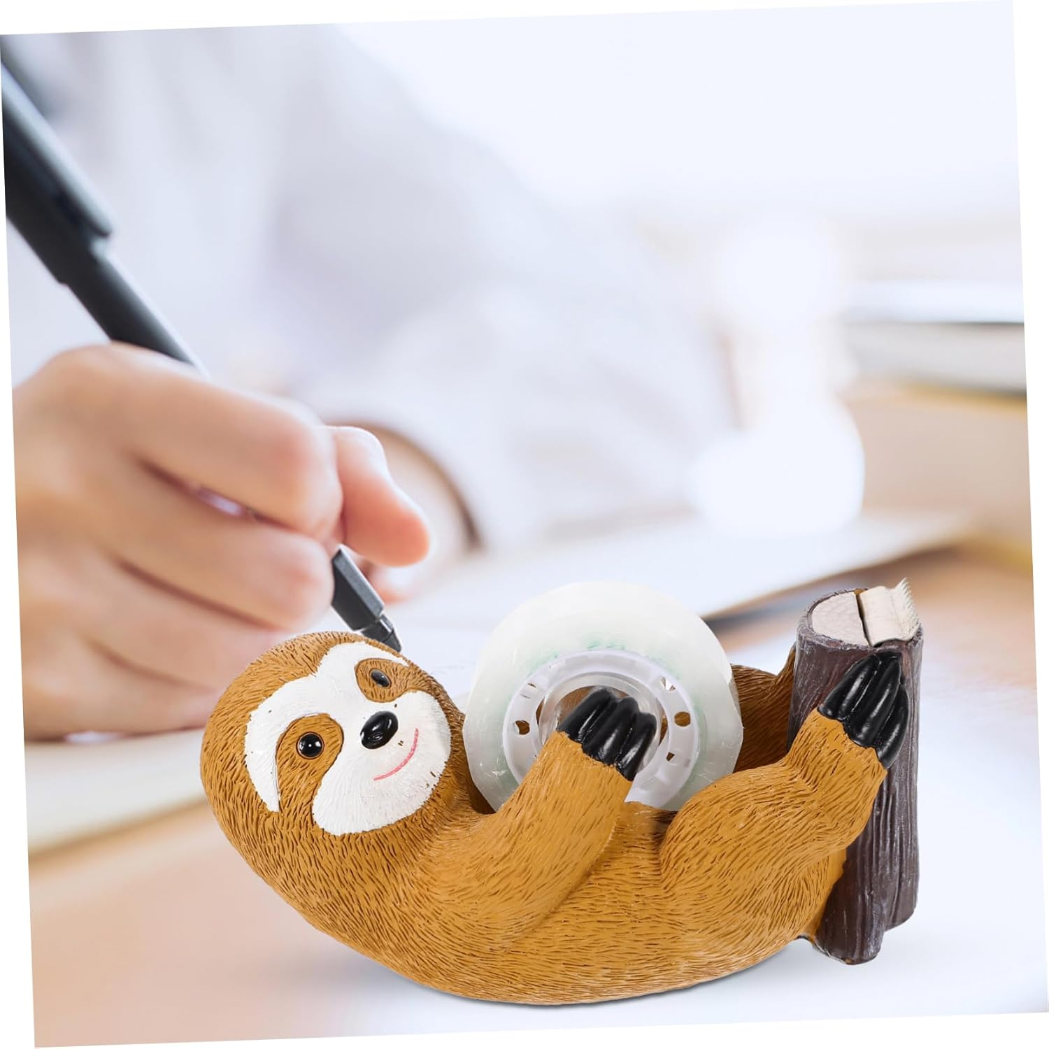 DIYEAH Cute Sloth Tape Dispenser Creative Resin Tape Holder for Desk Convenient and Compact Design Office Accessory for Fun Environment image number 1