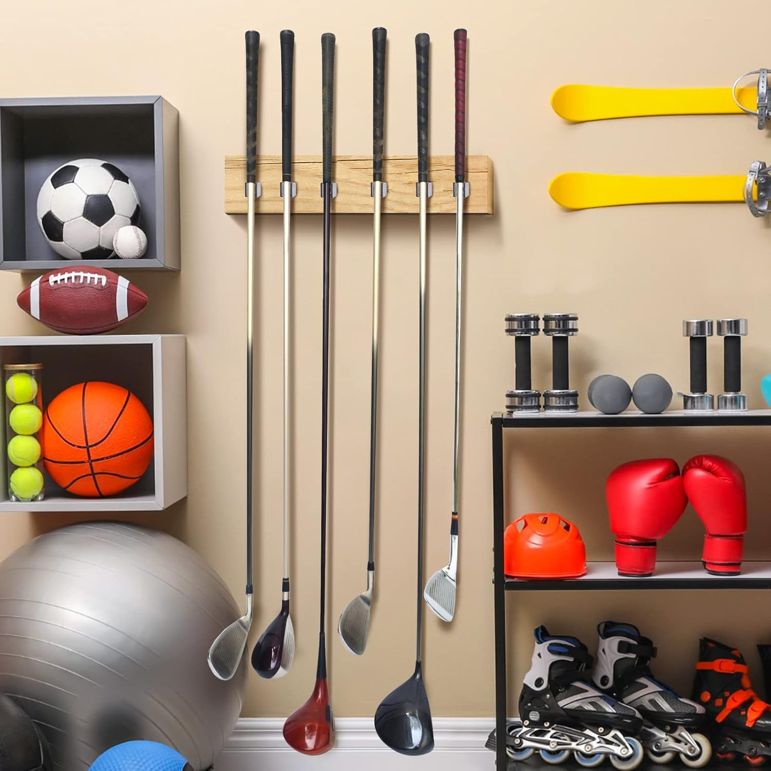 Deekin 30 Pcs Golf Club Holder Golf Club Rack Golf Storage Organizer for Garage Golf Club Hanger Golf Club Wall Mount with 60 Pcs Screws for Golf Clubs Wall Display, Grip up Type image number 4