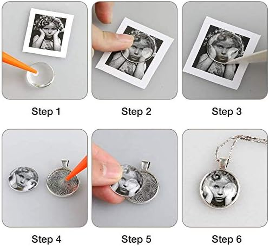 Yitaocity 30Pcs Pendant Trays, 5 Styles Heart round Square Teardrop Oval Blank Bezels Pendant Trays with 30Pcs Silicone Resin Mold +20 Pcs Necklace Cord for Crafting DIY Jewelry Making image number 5