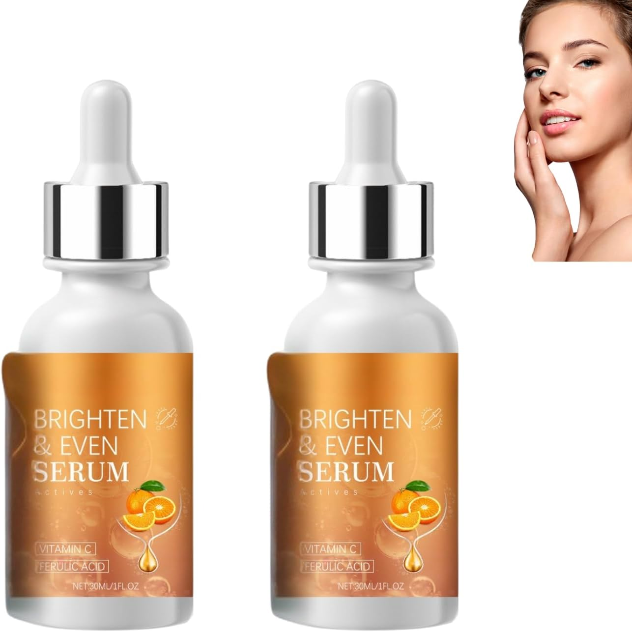 Turmeric and Vitamin C Serum for Face, Dark Spot Corrector, Brightening Facial Serum, Anti-Aging Serum with Hyaluronic Acid, Acne Scar Remover, Skin Tone Repair, Glow Booster, Daily Hydration (2Pcs)