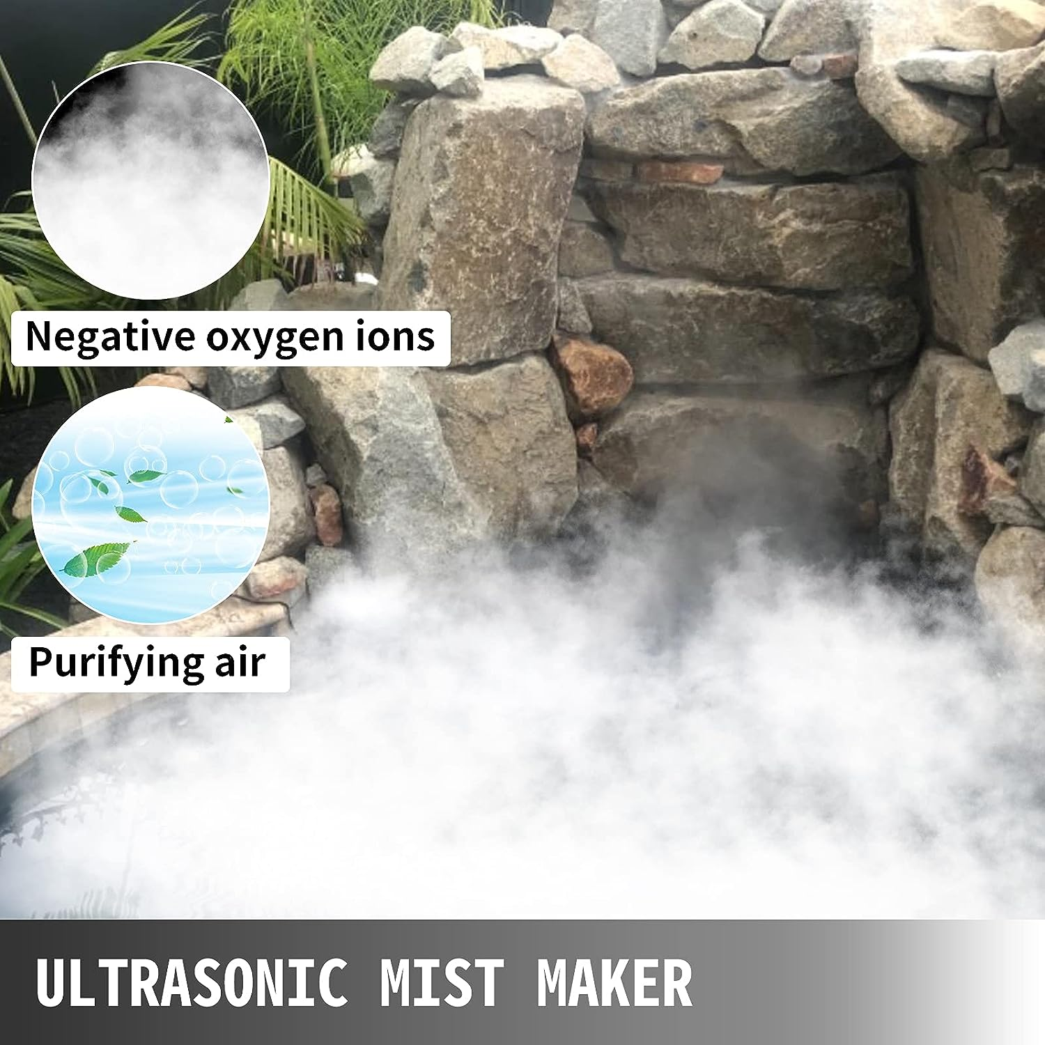 VEVOR Mist Maker 10 Head Ultrasonic Mist Fogger with Waterproof Power Supply Ultrasonic Fogger Humidifier Stainless Steel Pond Mister Fogger 5Kg/H Ultrasonic Mist Humidifier for Gardening Pond image number 6