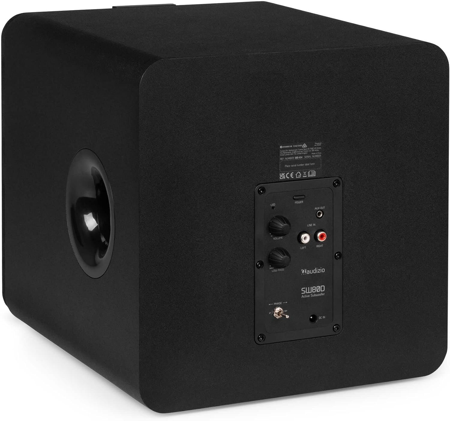 Audizio SW80D Active Hifi Subwoofer, 160W Home Audio Subwoofer with 20Cm Driver, Powerful Bass for Home Cinema, Gaming, TV & Hifi, RCA & AUX, Black, Removable Grille, Low Pass, 80W RMS