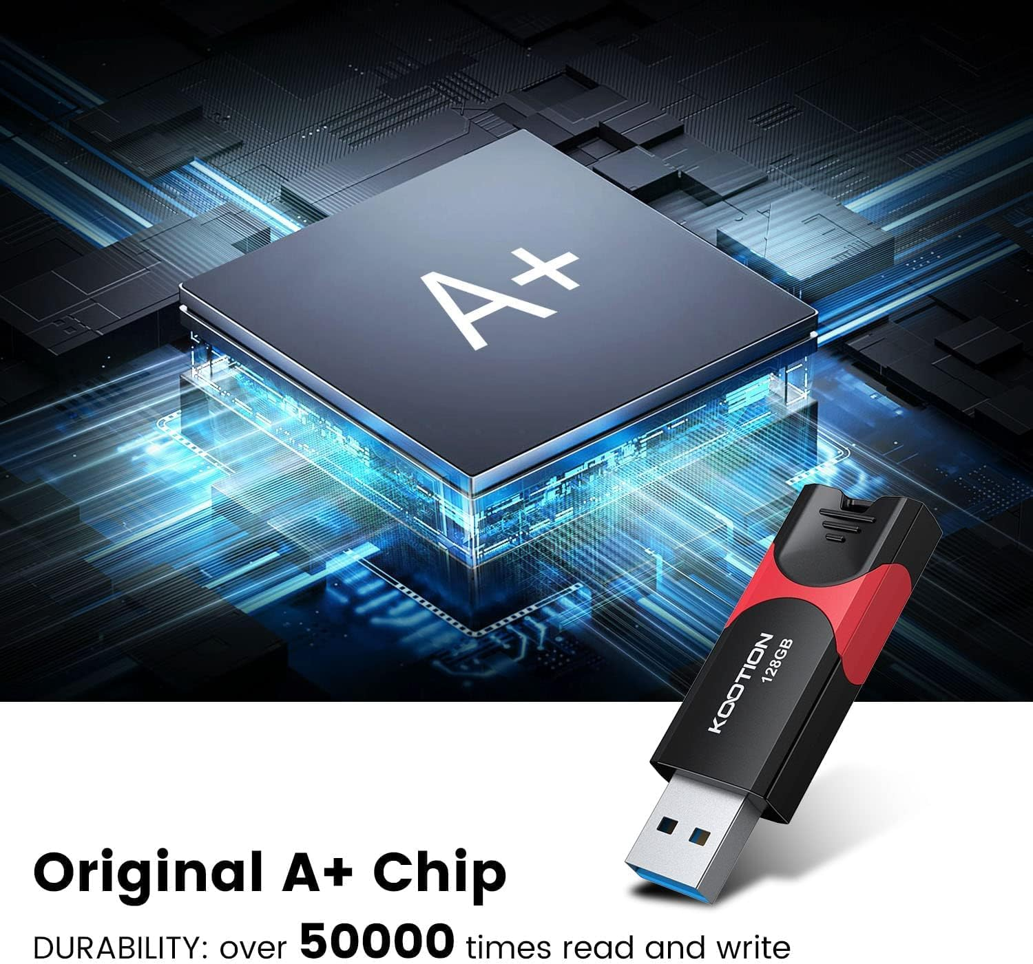 KOOTION 128 GB USB Stick USB 3.0 Flash Drive Thumb Drive Retractable 128G Data Stick USB Flash Drive Ultra High Speed Memory Stick with LED Display for Data Storage Flash Stick image number 3