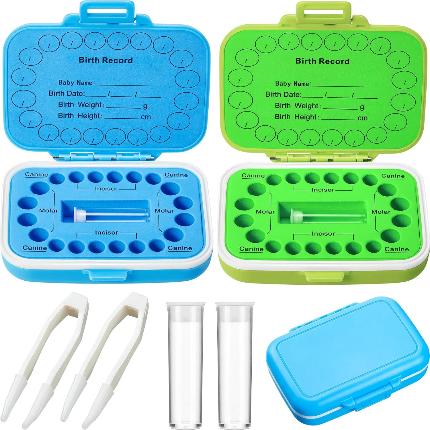 Jetec 2 Pieces Baby Teeth Keepsake Box PP Tooth Fairy Box Kids Tooth Storage Holder Organizer for Lost Teeth Cute Kids Deciduous Collection to Keep the Childhood Memory(Blue and Pink)