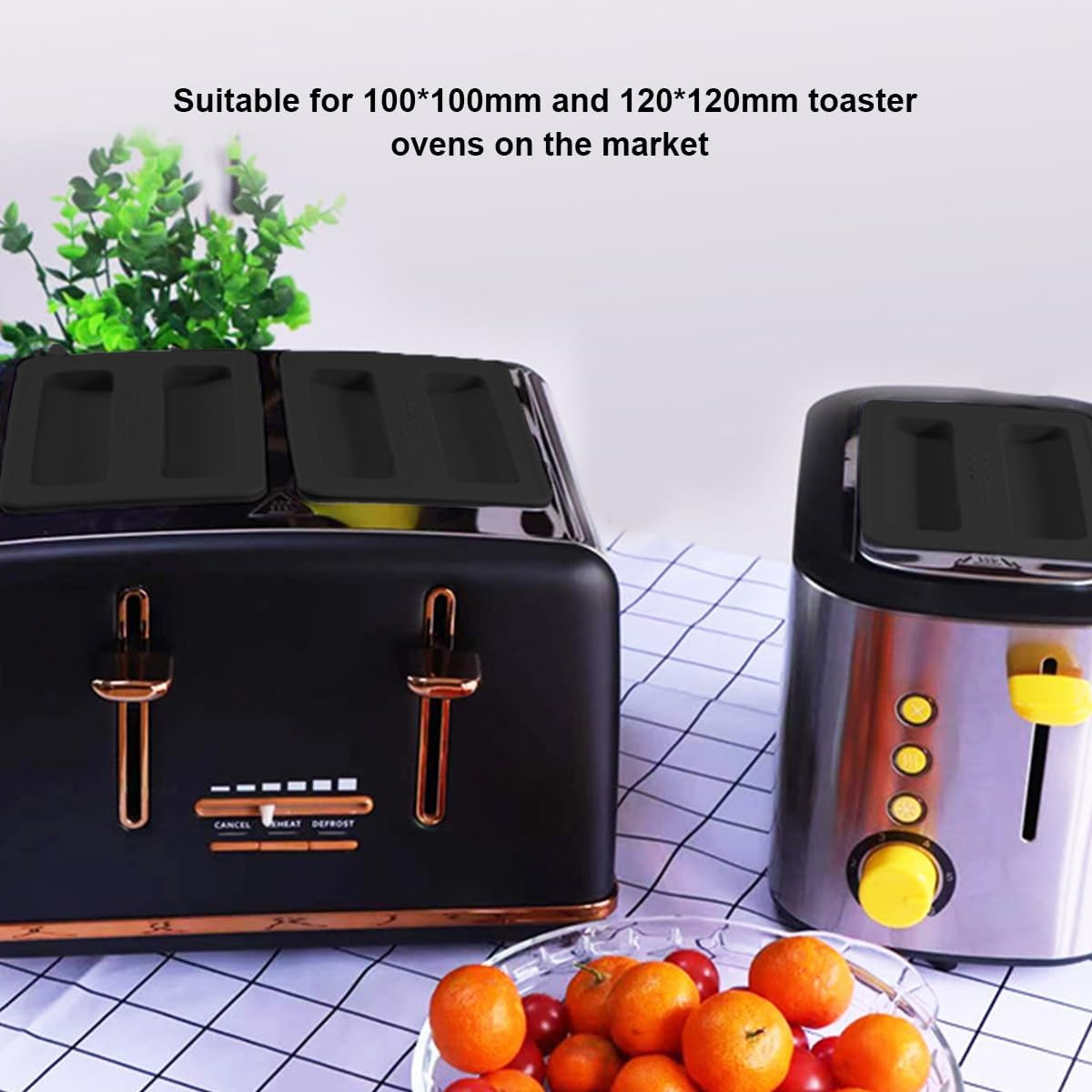 Silicone Toaster Cover, Dust Protection Lid for Bread Maker and Sandwich Machine, 2 Pack (Black) image number 1