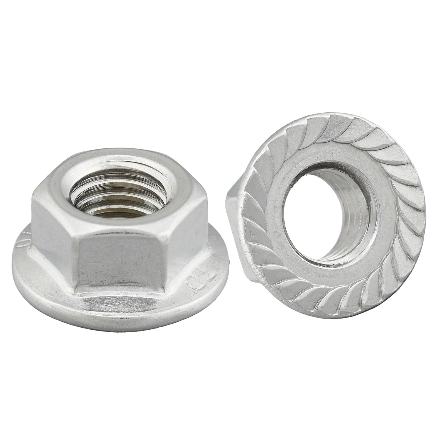 Flange Nut with Locking Toothing According to DIN 6923 / A2 Stainless Steel V2A / Hex Nut with Flange and Locking Toothing, Folding Nut (Pack of 10, M12)