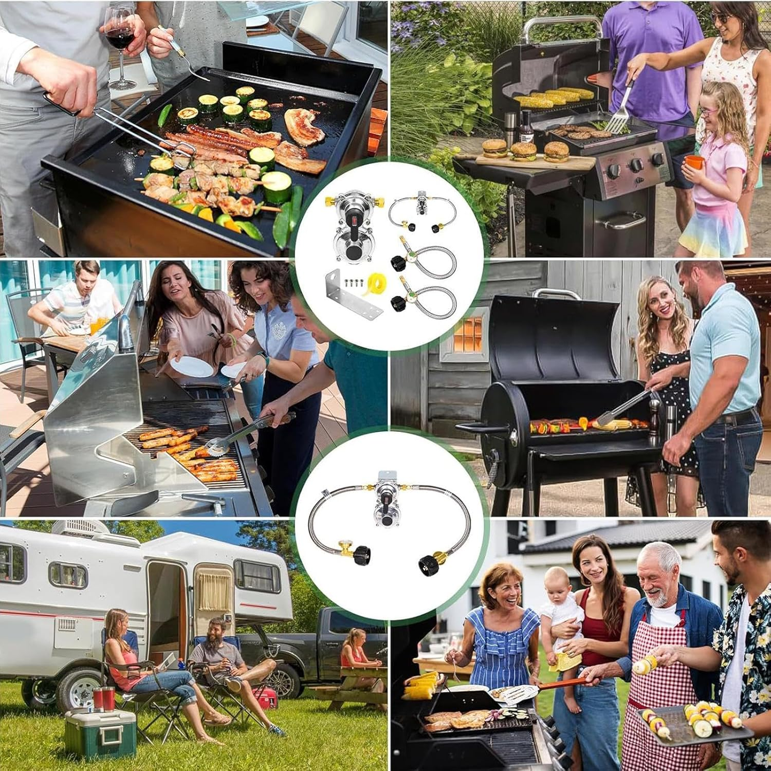 2 Stage Propane Regulator | Trailer Propane Regulator with 18 Inch Hose - Automatic Changeover 2-Stage Adapter with Gauge for Travel House Grill Trailer image number 6