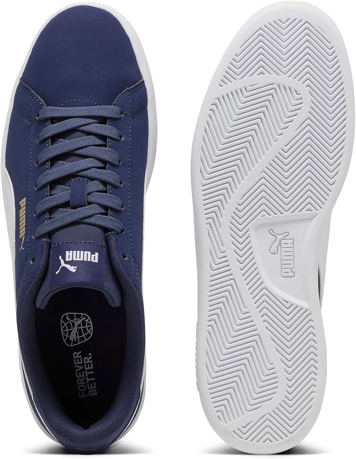 Puma Unisex Smash 3.0 Buck Sneaker, Navy/White/Gold, US 12 image number 2