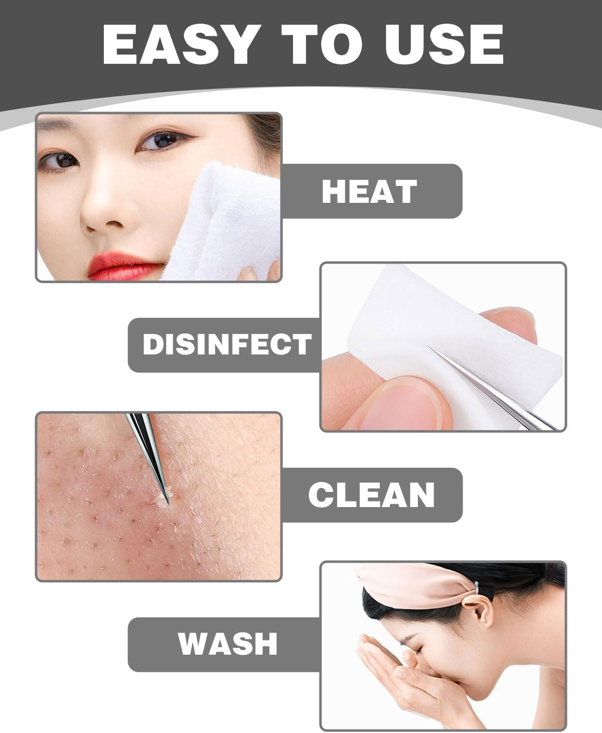 KGDUYC 6 Pieces Stainless Steel Tweezers, Milia Knife, Blackhead Tweezers, Precision Blackhead Tweezers, Fine Technical Tweezers, Splinter Tweezers for Extractor, Acne, Pimples, Comedones, Stains Or image number 4