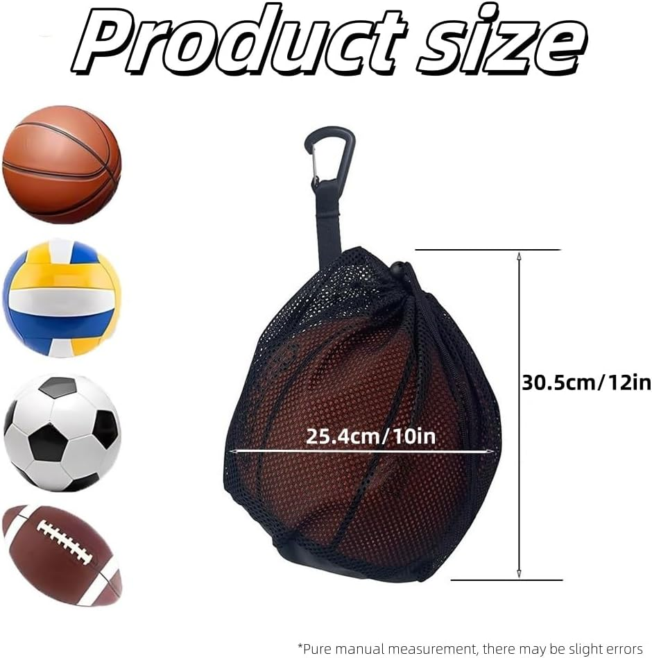 1Pcs Volleyball Mesh Bag with Clip - Single Ball Storage Holder, Drawstring Sling Back for Carrying Basketball, Soccer, Football image number 5