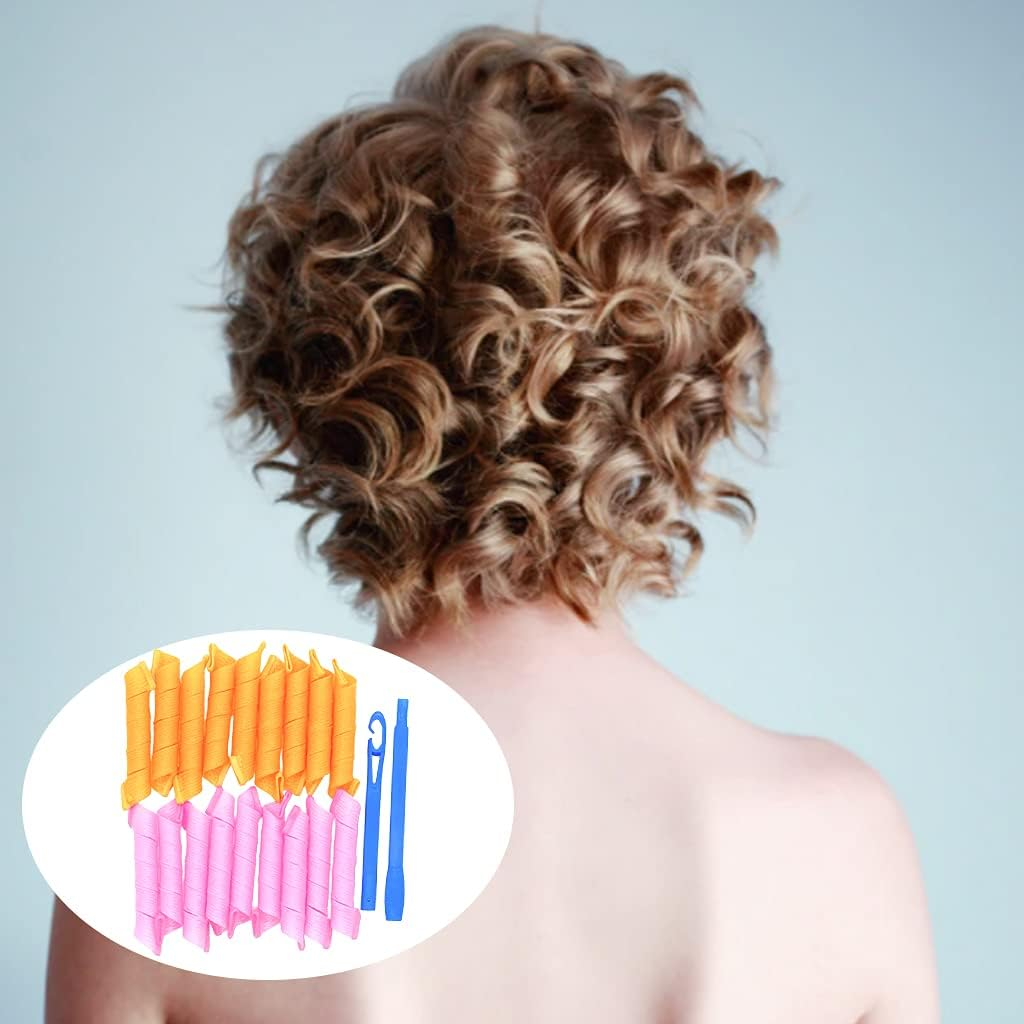 Kowaku 18 Piece Hair Curlers Styling Kit, Wavy Style Hair Rollers, Spiral Curls, Heatless Hair Curlers with Hooks - Pink Orange image number 6