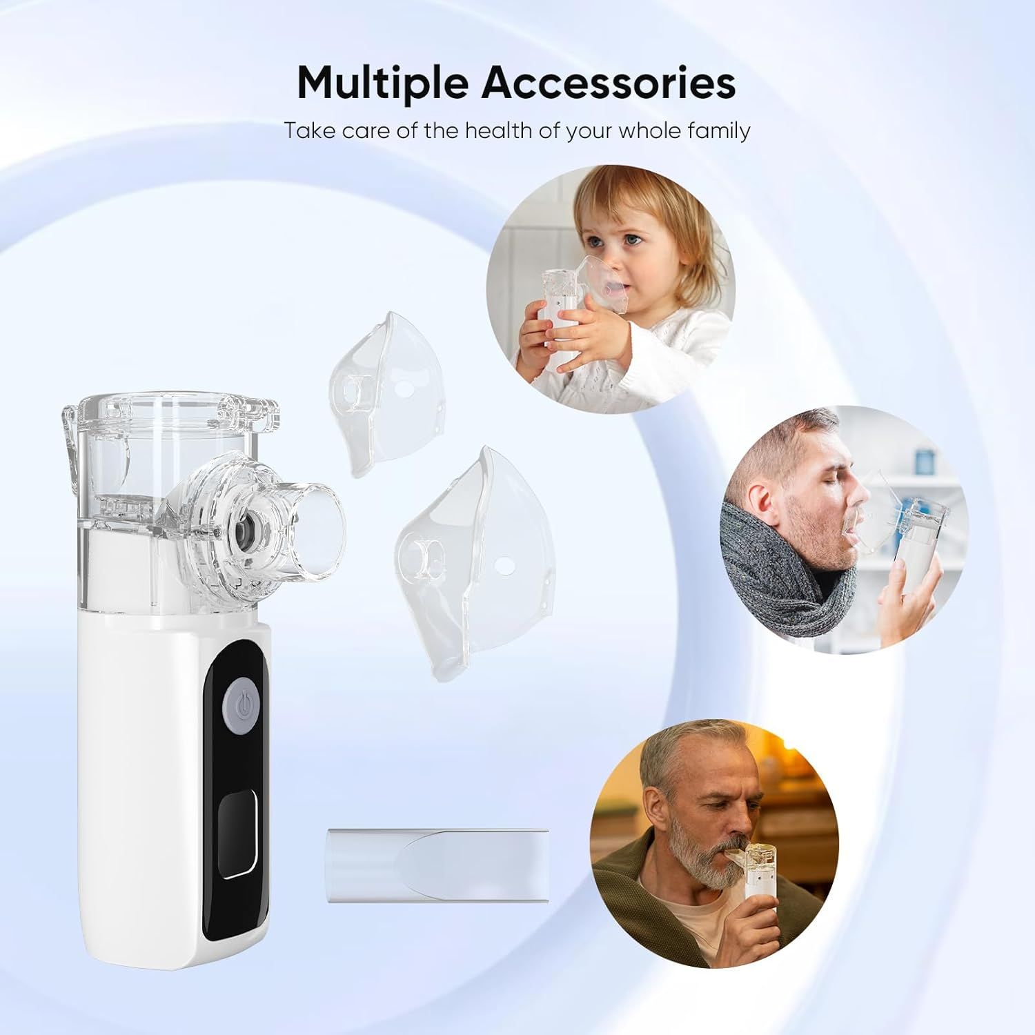 Portable Nebuliser for Adults&Kids, Handheld Nebulizers Device Mesh Nebuliser Inhalation Machine Rechargeable with Masks&Mouthpiece for Travel Use, LCD Display image number 4