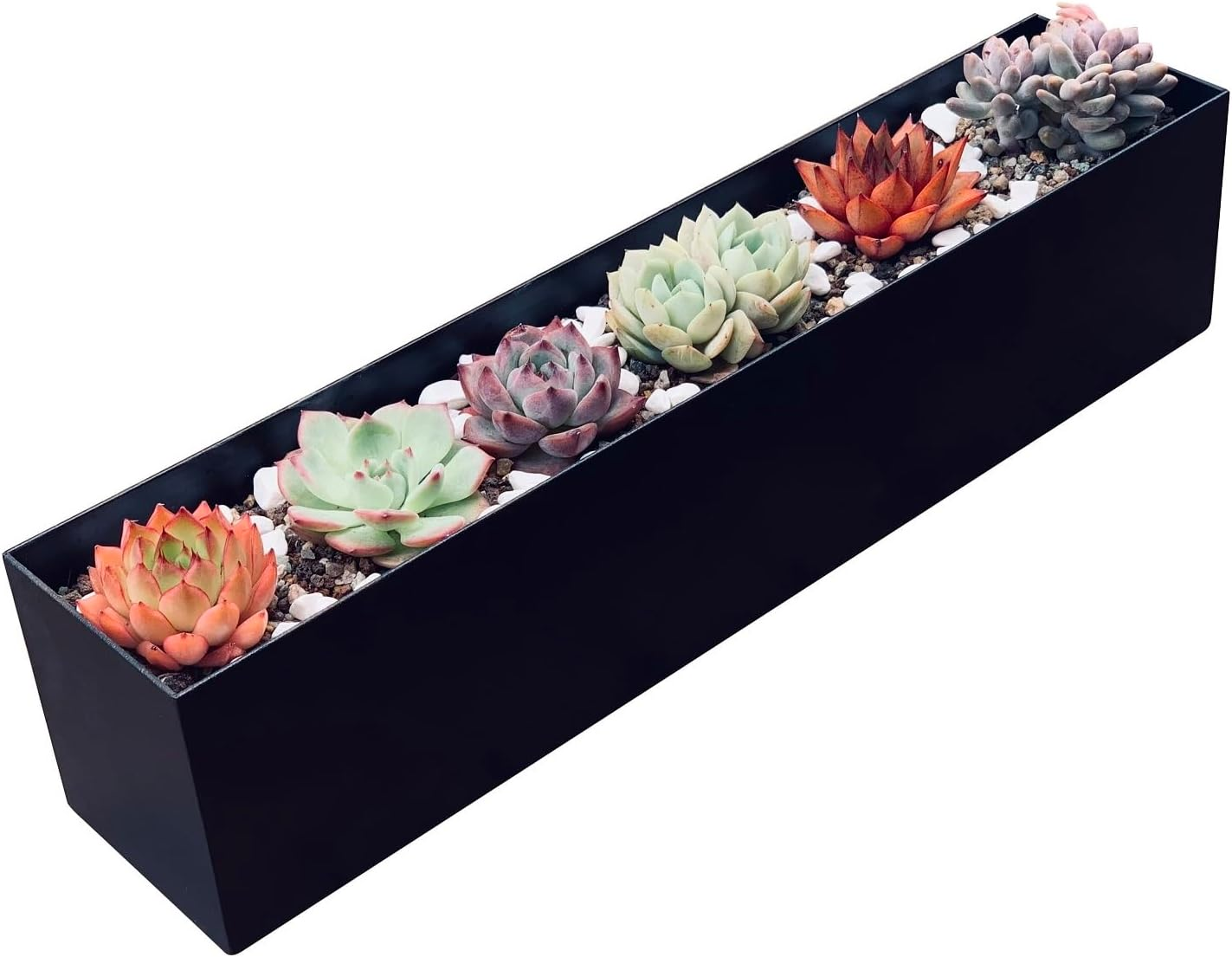 Modern Metal Steel Trough Planter - Rectangle Planters for Indoor Planters - 16" Window Sill Planters - Table or Window Boxes Planter - Windowsill Herb Planter
