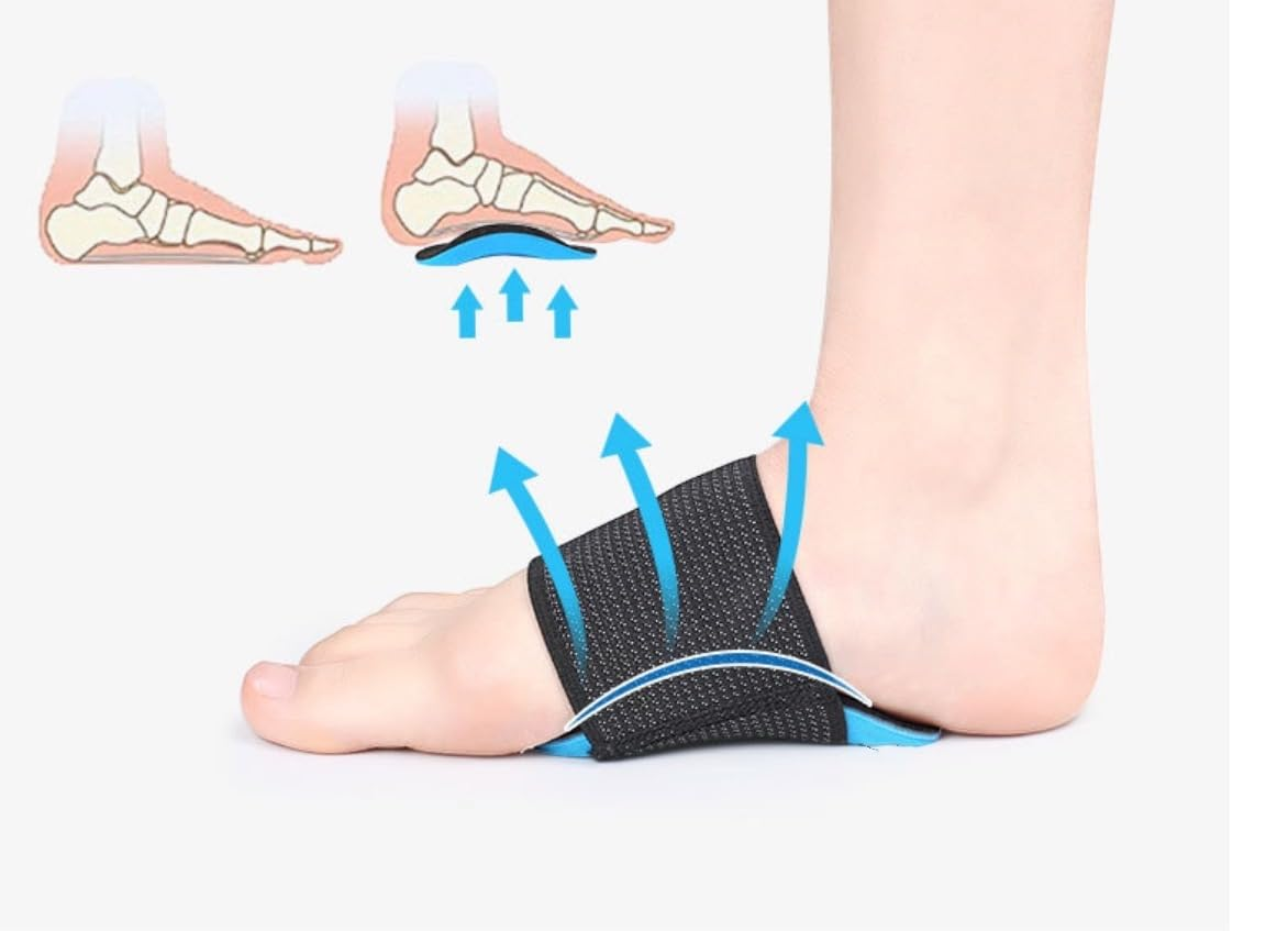 Orthopedic Arch Support Brace, Compression Foot Sleeve with Cushioned Pad, Adjustable Wrap for Plantar Fasciitis Relief(Black) image number 3