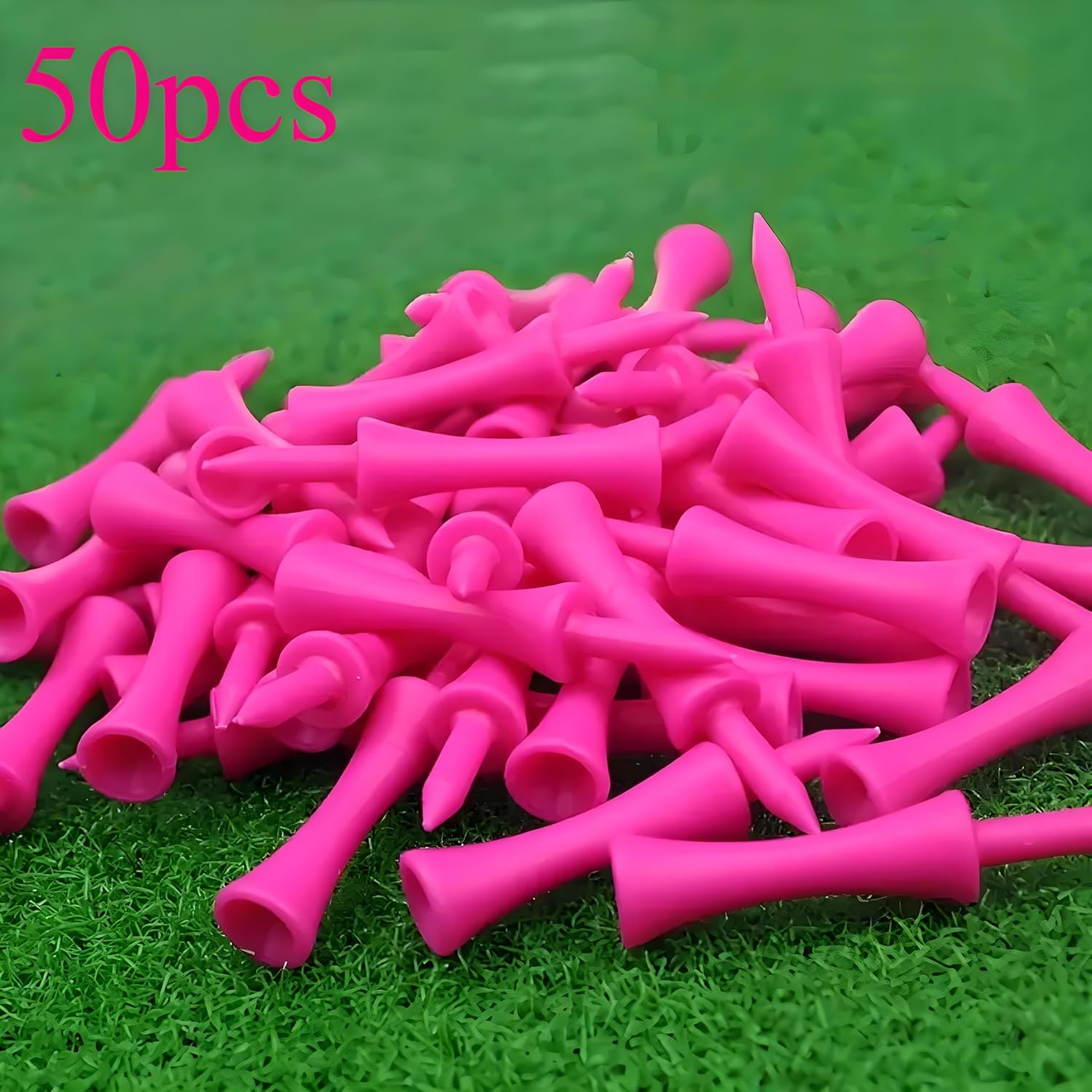 GOEDEKE 50Pcs Golf Tees Plastic,Pink Golf Tees 57Mm Pink Castle Tees Long Short Durable Portable Professional for Golfer Practice image number 5
