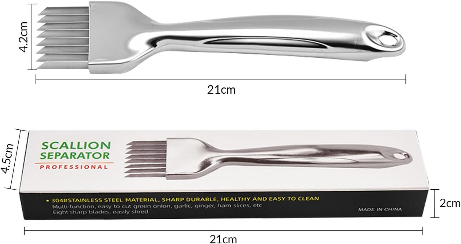 Scallion Cutter Shred,Green Onion Cutter Slicer, Stainless Steel Garlic Cheese Shredder, Kitchen Tool Slice Cutlery, Vegetable Chopper Tool for Home Kitchen Restaurant Gadgets (Eight Blades) image number 1