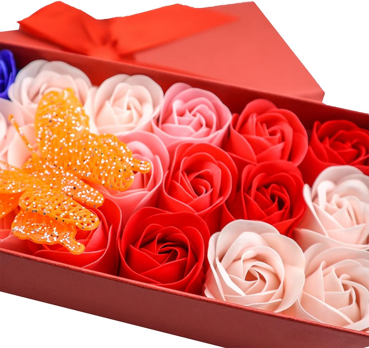 JIALEEY 33 PCS Floral Scented Bath Soap Rose Flower Petals, Plant Essential Oil Rose Soap Set Gifts Ideas for Her Women Girls Mom Valentine'S Day, Red Gift Box image number 2