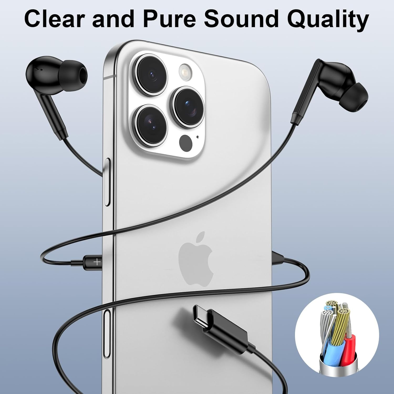 USB C Headphones with Cable for Iphone 16 16E 15 Pro Max Plus, Type C In-Ear Headphones with Microphone Earphones USB C for Samsung Galaxy S25 Ultra S24 S23 FE S22 S21 S20 A15 A16 A26 A35 A36 A54 A55 image number 4