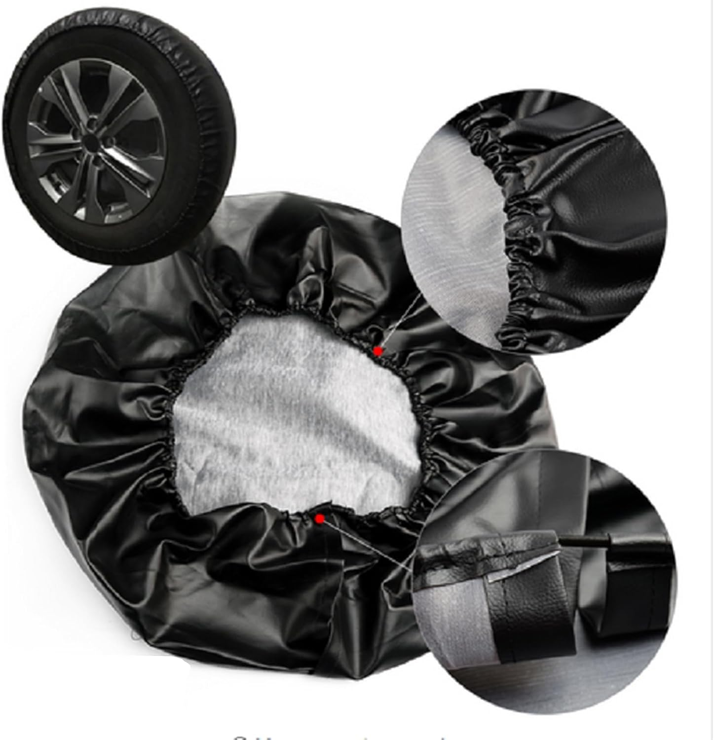 Avutrel Tyre Bags Universal Wheel Cover Rim Protector Is Made of PVC Soft Leather Waterproof Dustproof Tyre Storage Caravan for Cars Such as Jeep and SUV 14 Inches image number 3