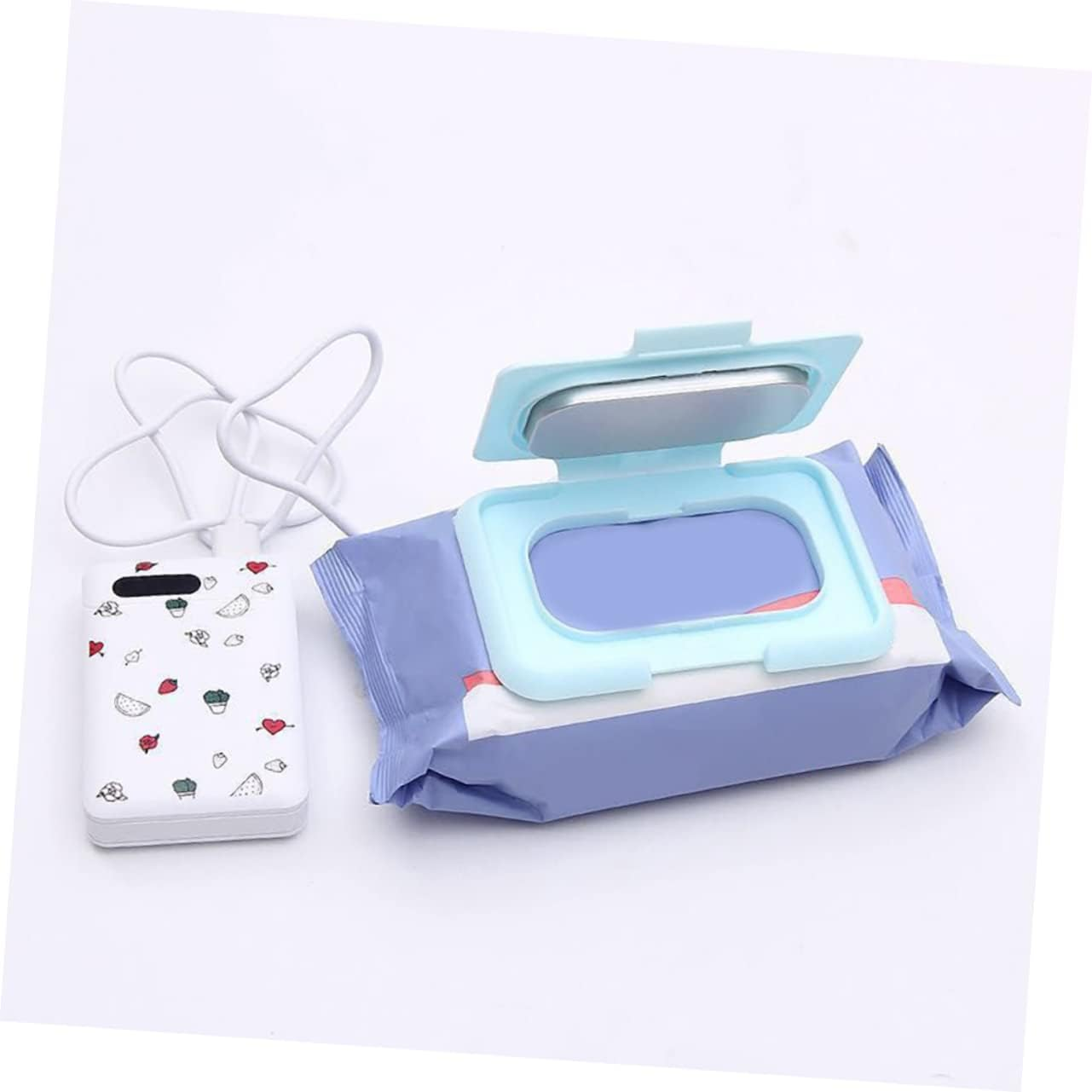 Ibasenice Baby Wipe Warmer Portable Diaper Wipe Heater USB Powered Wet Tissue Warmer Light Blue for Home and Car Use image number 6