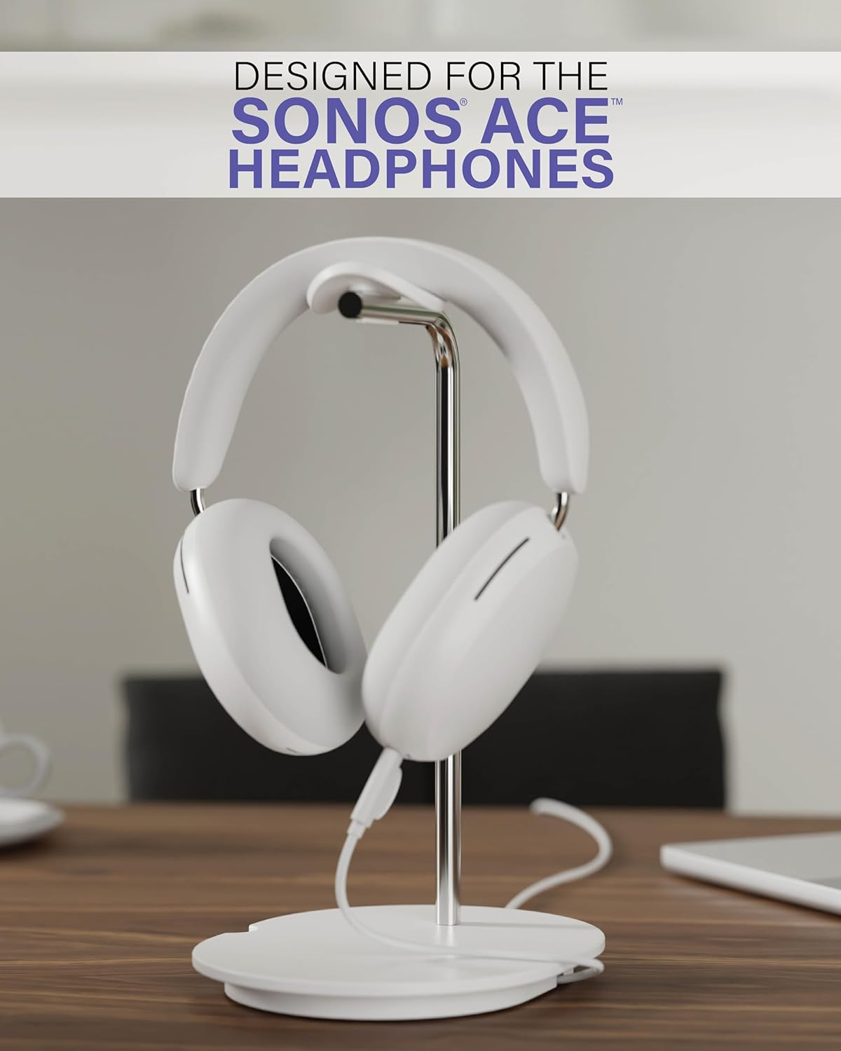 Sanus Headphone Stand Designed for the Sonos Ace Headphones - White - Whie image number 3