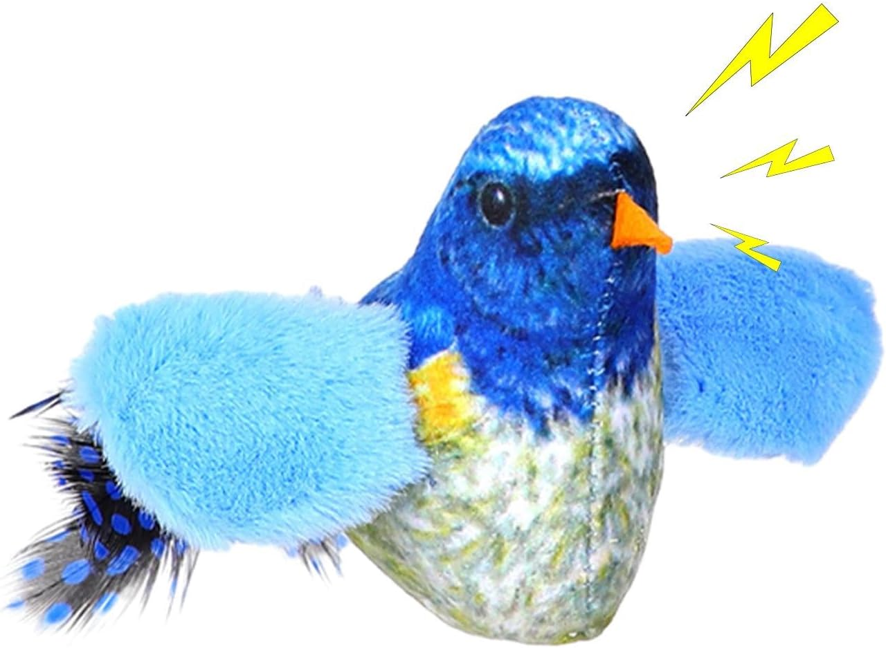 Interactive Bird Toy for Cats - Plush Cat Toy Bird Chirp,Electronic Chirping Bird, Flapping Squeaky Cat Toys for Boredom, Exercise, Cats to Alone