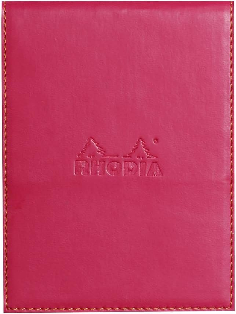 RHODIA 128213C - Clipboard Case + Stapled Notepad N&deg;12 Poppy - 8.5X12 Cm - Lined - 80 Detachable Sheets - 80G White Clairefontaine Paper - Pencil Holder - Faux Leather - Rhodiarama Collection image number 5