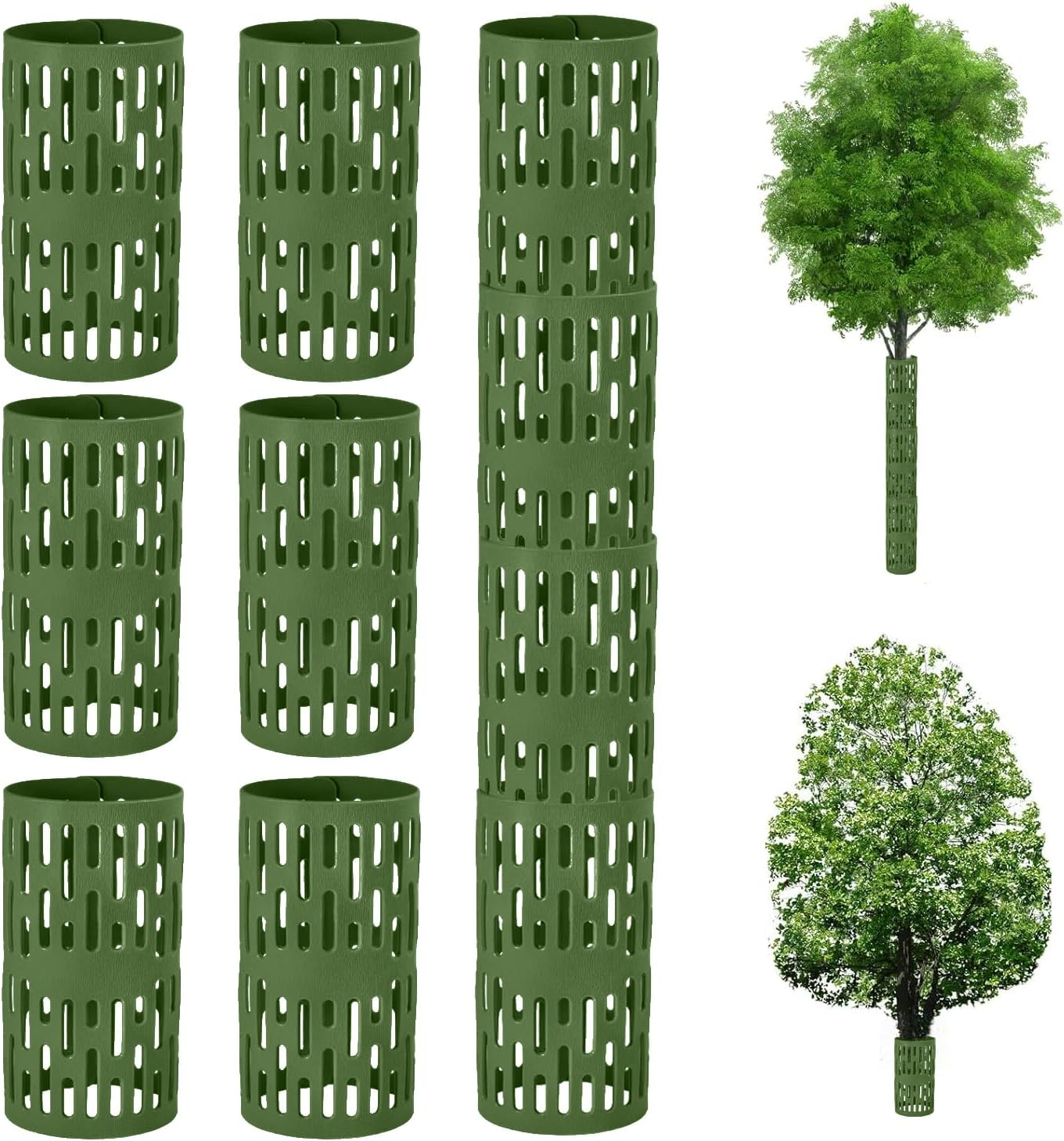 Plastic Plant Guard 10 PCS 34X20 Cm Tree Guards Trunk Protector Bark Plant Protectors Expandable Nursery Mesh for Preventing Tree from Trimmers Mowers (Green) image number 3