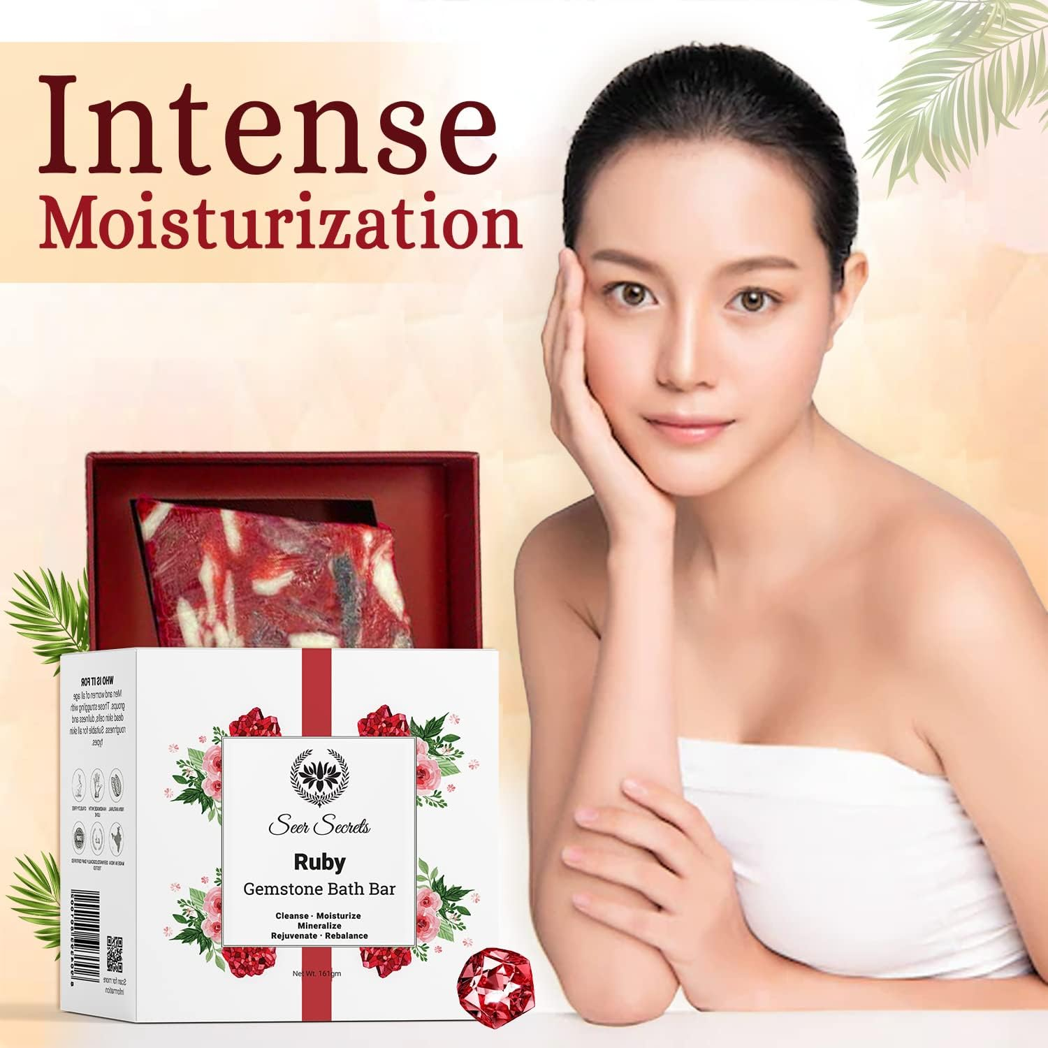 Seer Secrets 100% Natural Luxury Handmade Gemstone Ruby Bath Bar | Made with Organic Ingredients | Bath Soap Free from Paraben, Sulphate & Chemicals Pack of 3-161 * 3 Gm image number 3