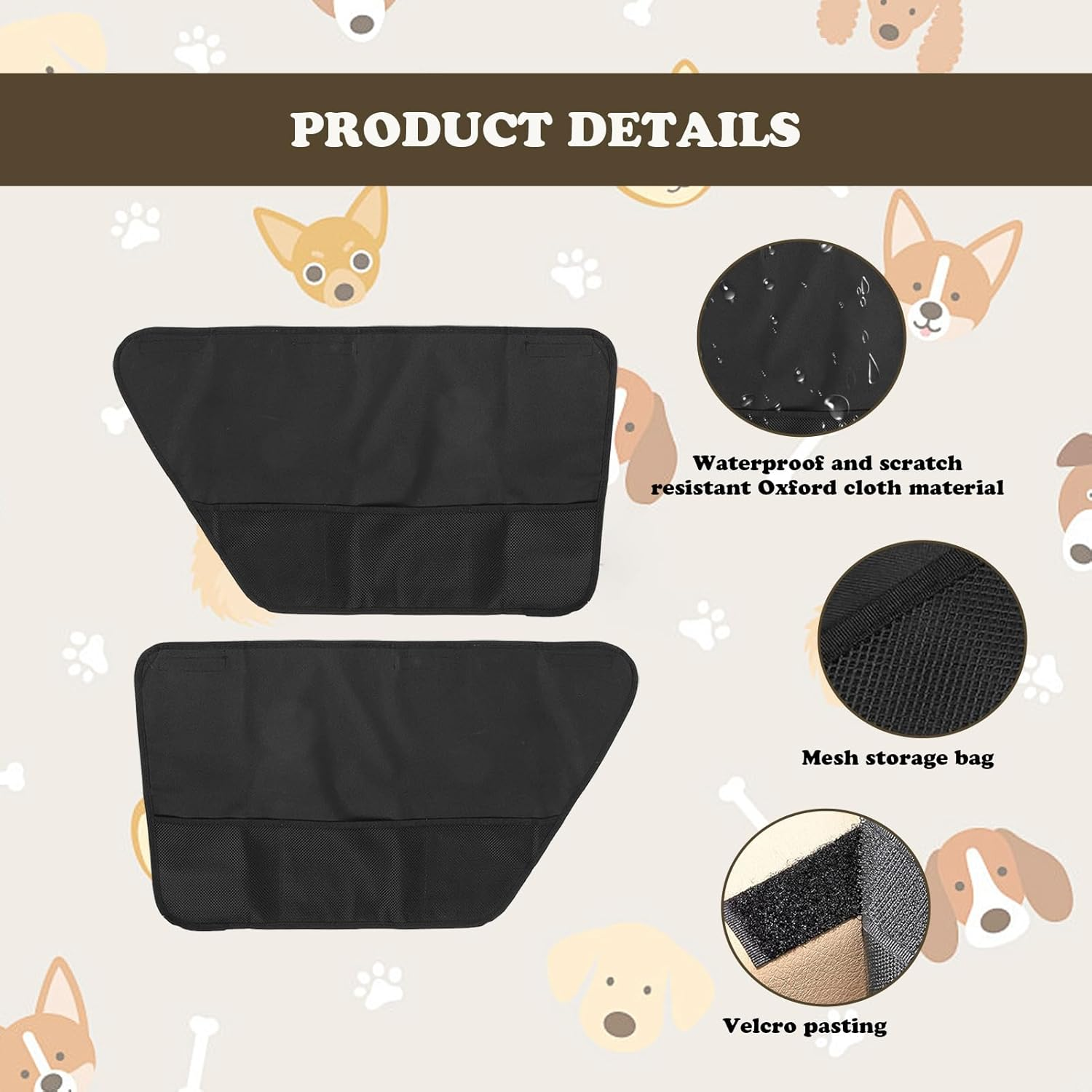 2 Pcs Car Door Protector Dog, Car Door Dog Protector, Oxford Cloth Waterproof Vehicle Pet Guard, Detachable Vehicle Interior Cover, Easy to Install, Stopping from Pet Scratching for Trucks Suvs