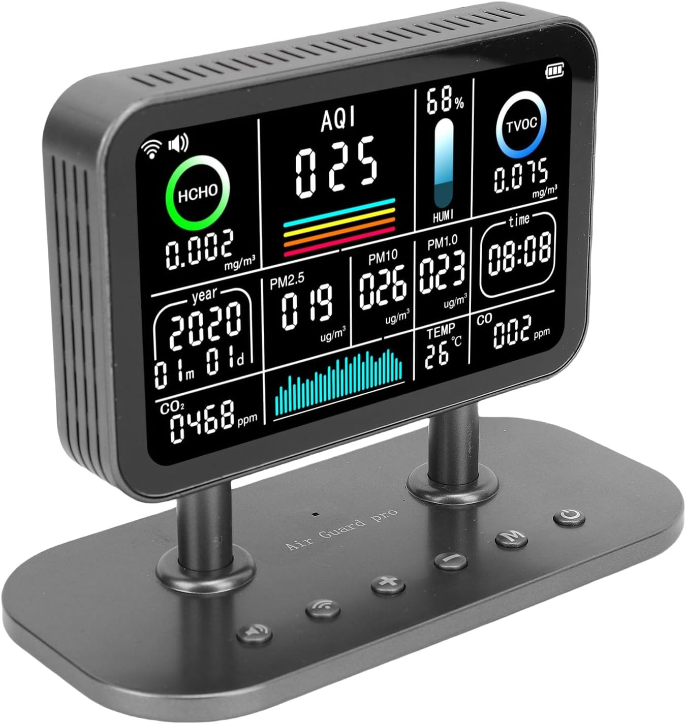 Jectse Professional Indoor Air Quality Meter for Accurate Monitoring of HCHO TVOC PM 2.5 Detector for Living Room, Office, Hospital [ABS Material]