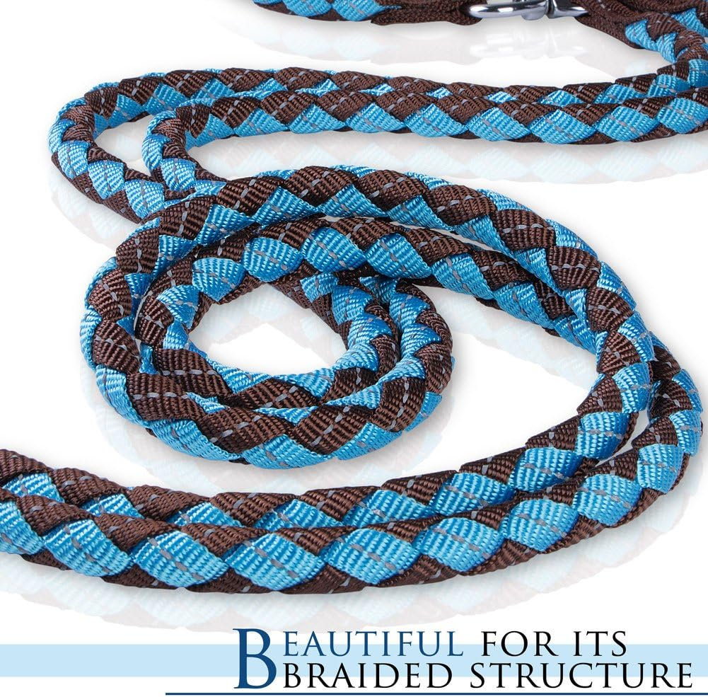 PETBABA Double Leash for Two Dogs, 4.6Ft Heavy Duty Tangle Free Splitter Coupler, Reflective Strong Dual Lead Split, Soft Padded Handle, for Walking 2 Medium Large Dogs That Pull - Blue image number 5