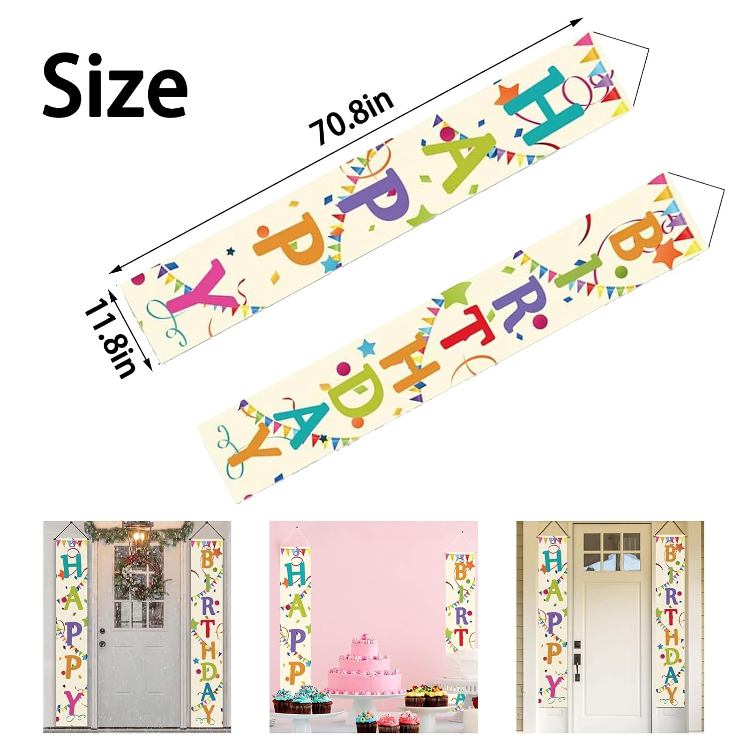 Colorful Happy Birthday Porch Sign - Vibrant Yard Decor, Door Banner, Party Supplies for Joyful Celebrations image number 5