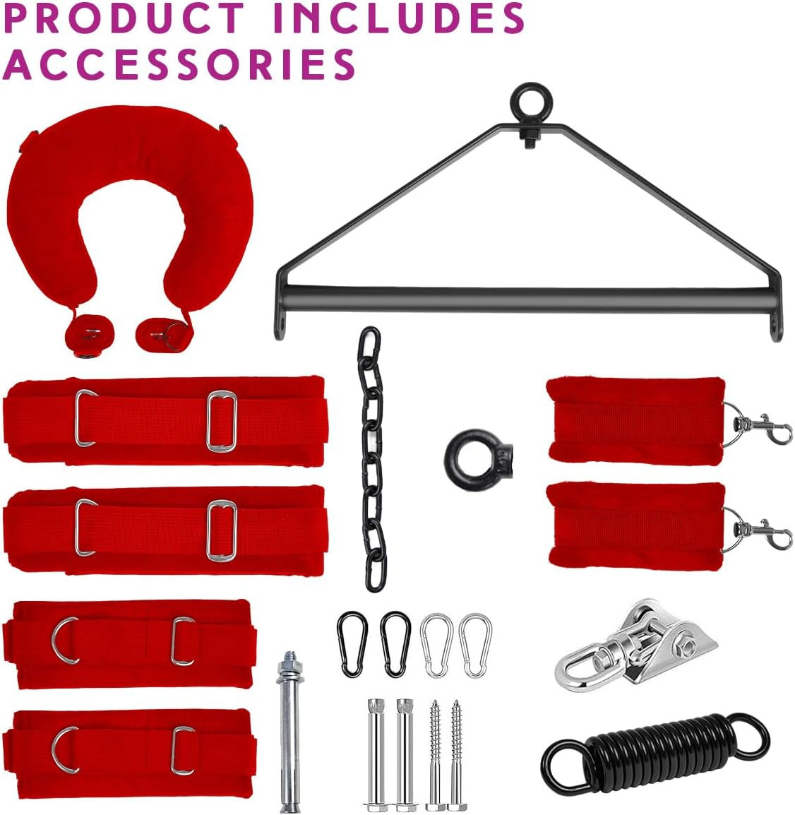 Sex Swing 360 Degree for Adults Couple Sex Toys Furniture Chair with Comfortable Pillow BDSM Restraining Bondage Set Strong Adjustable Straps for Men and Women Multi-Red - Red image number 3