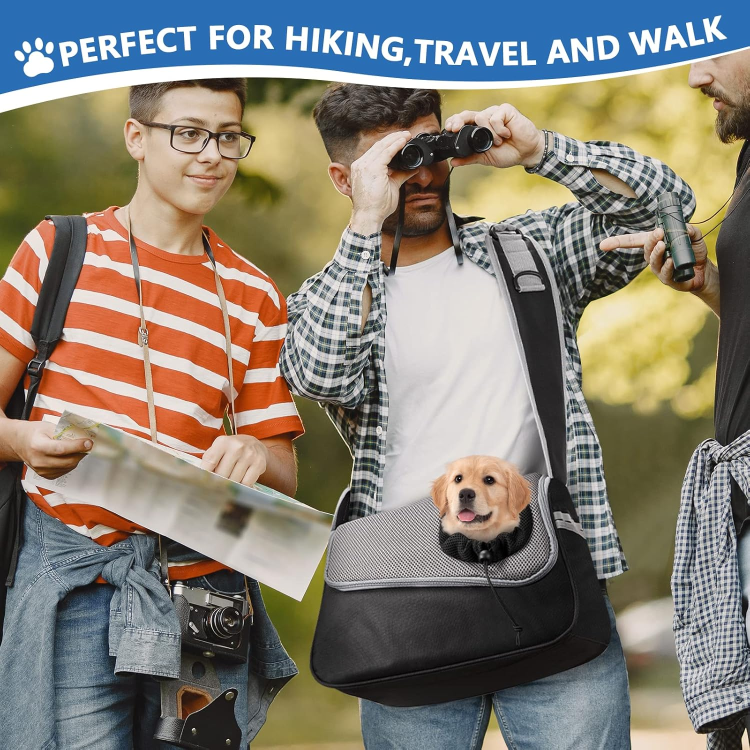 Dog Carrier Bag Adjustable Pet Shoulder Bag for Small Dog and Cat Breathable Pet Sling for Outdoor Walking Activities (Black, Load Capacity up to 5 Kg) image number 6