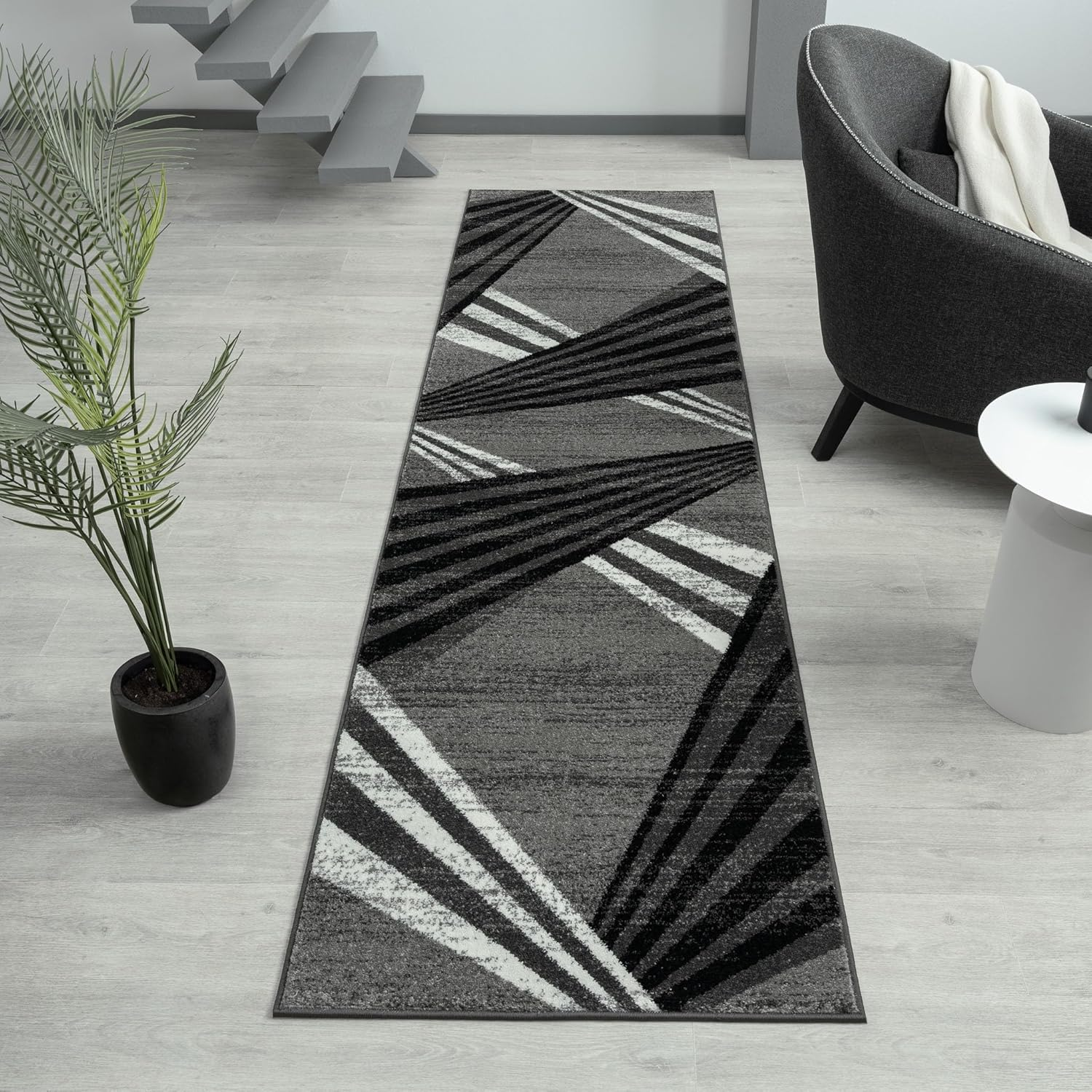 La'Grace Home LGH803002317GRE Adore Geometric Textural Rug, Grey, 80 X 300 Cm Size image number 3