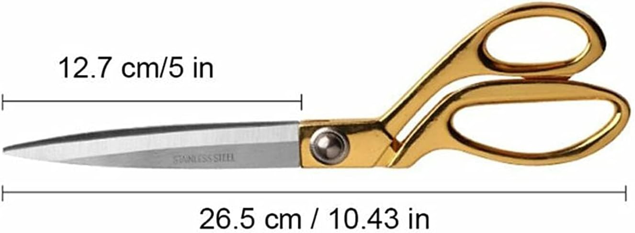 WYJREES 10.5 Inch Tailor Scissors Gold Dressmaking Sewing Ribbon Cutting Scissors Trimming Scissor Fabric Scissors Craft Scissors for Cutting Fabric Cloth Leather Denim Canvas image number 4