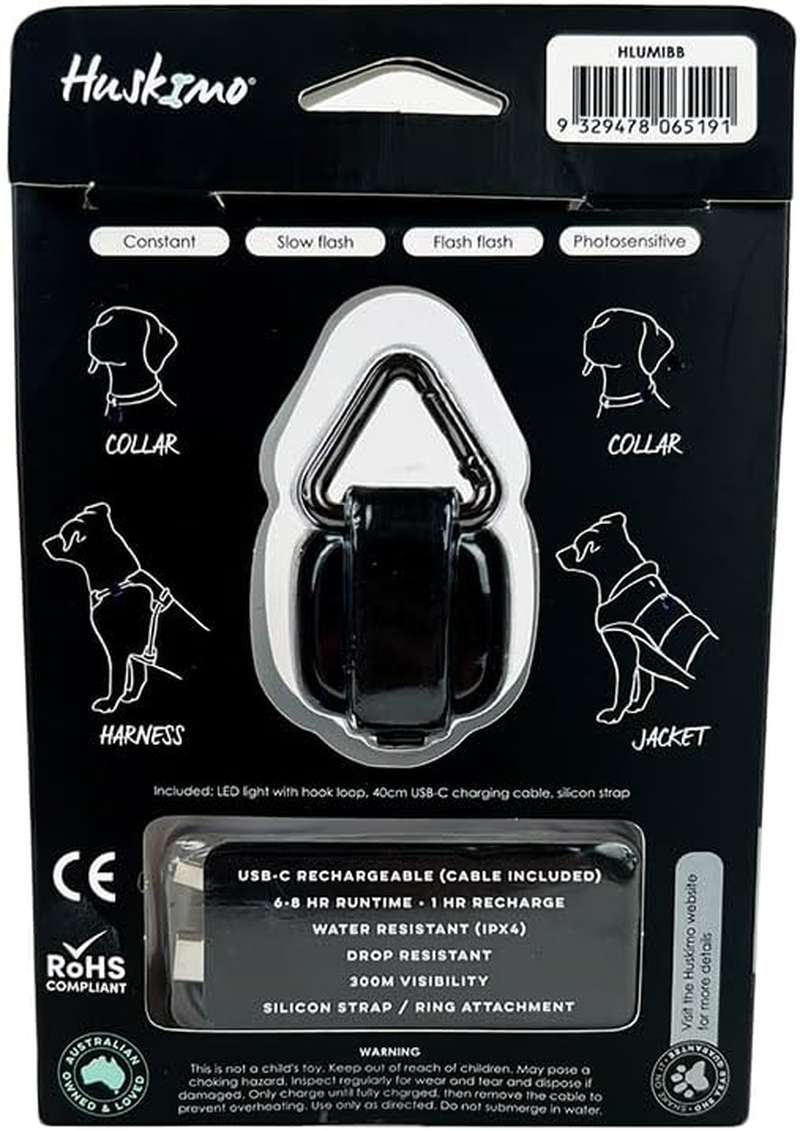 Huskimo Luminasafe LED Dog Light, Bells Beach Blue, 300M Visibility, USB-C Rechargeable, Water Resistant image number 2