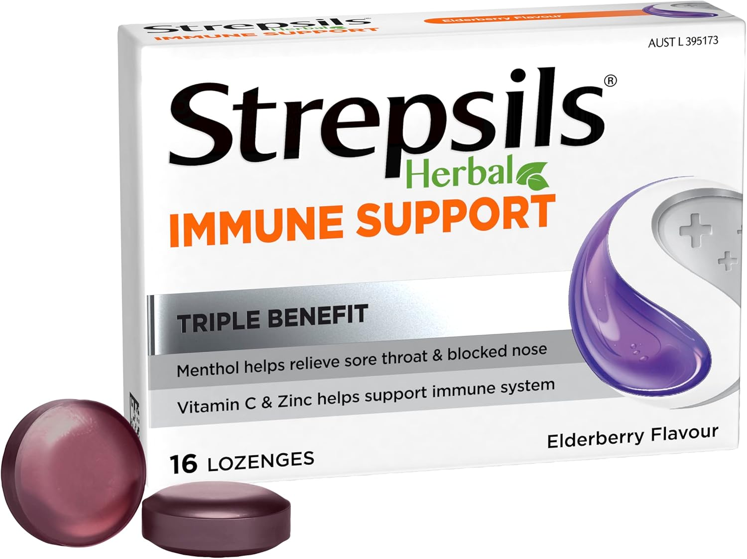 Strepsils Herbal Immune Support Lozenges, Elderberry, 16 Pack image number 4