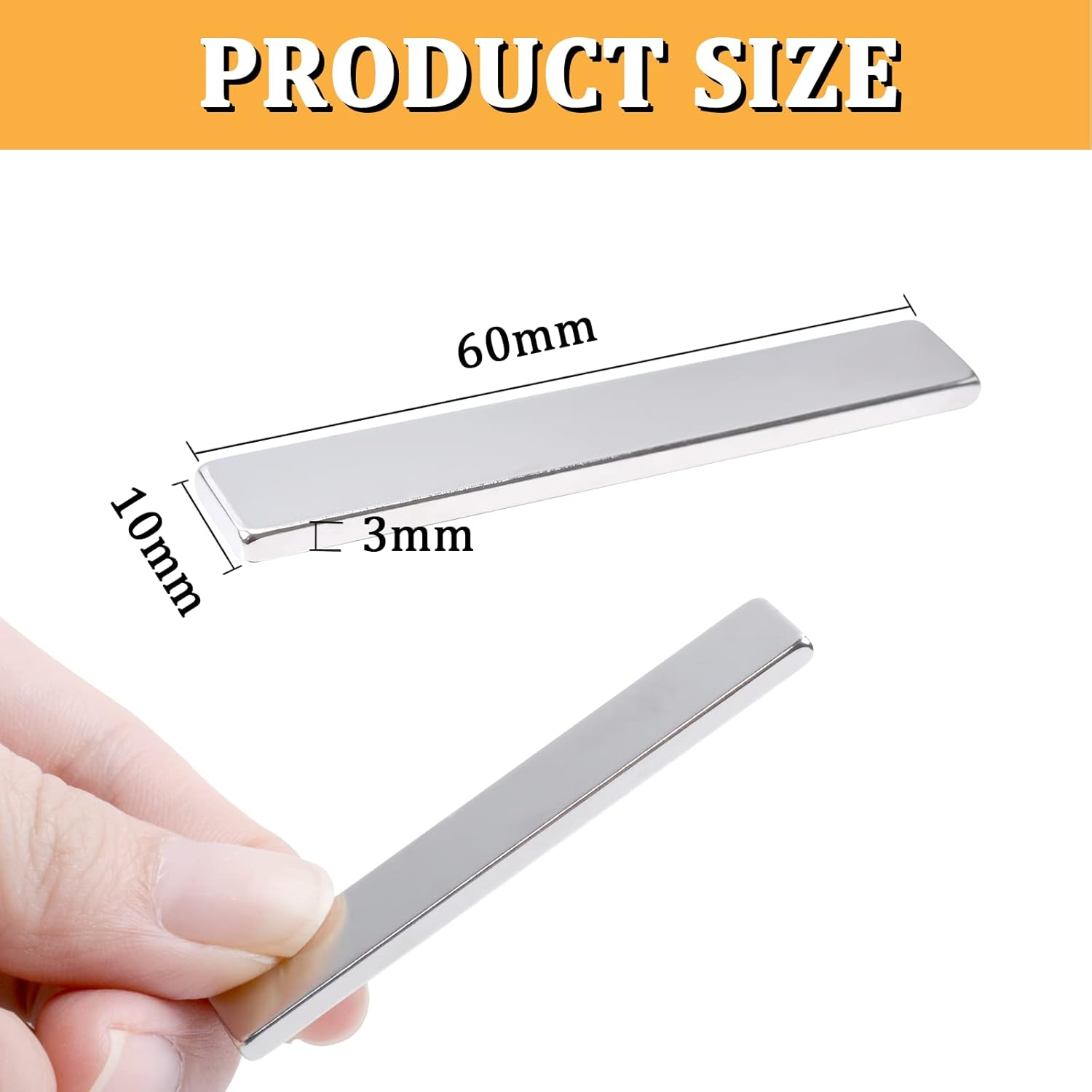 MIN CI 10 Pack Neodymium Bar Magnets,Powerful Rare Earth Magnets 60X10X3Mm with Double-Sided Adhesive, for Crafts Industrial Science, Strong Rectangular Magnet Heavy Duty image number 3