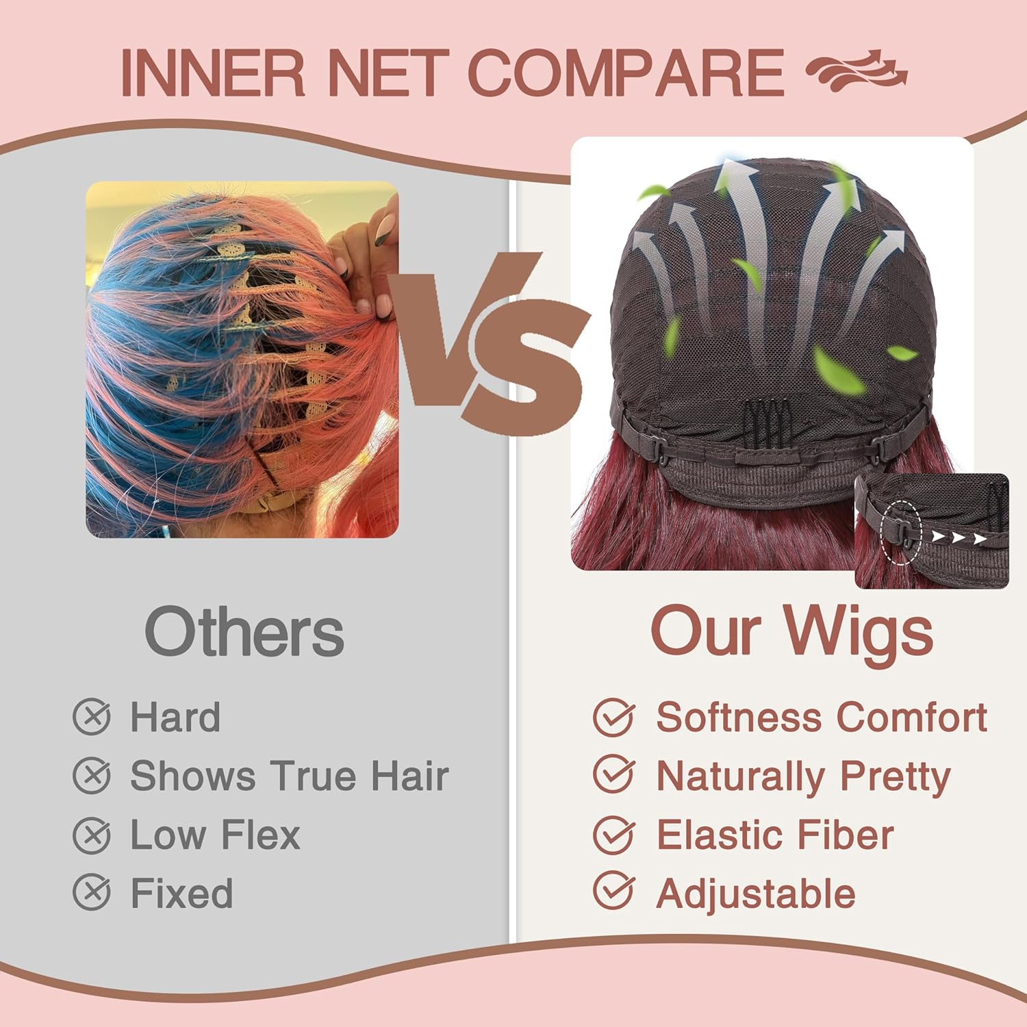 BUPPLER Burgundy Red Wig 45.72 Cm Medium Length Wigs for Women Middle Parting Synthetic Hair Wavy Wig with Improved Strands, Natural Wig for Everyday Party/Halloween image number 3