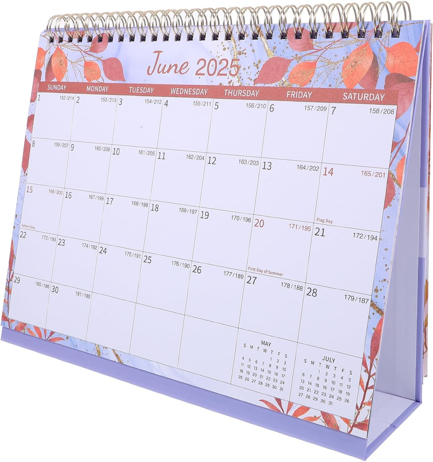 Tofficu Desk Calendar 2025 Runs from January 2025 until Dec. 2025, 18 Months Standing Flip Calendar Desktop Calendar for School, Home and Office Supplies Purple image number 3