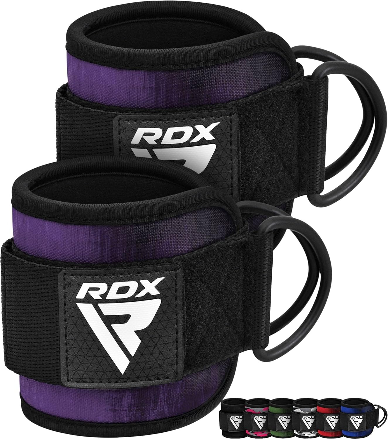 RDX Fu&szlig;schlaufen Kabelzug Gepolstert, 7MM Neoprenst&uuml;tze 10&rdquo;X4&rdquo;, Ankle Straps, Handgelenk Wickelt Mit 2 D-Ring F&uuml;r Cable Machine Fitness Training Fu&szlig;manschetten Gym Ges&auml;&szlig; Beintraining, Frauen M&auml;nner