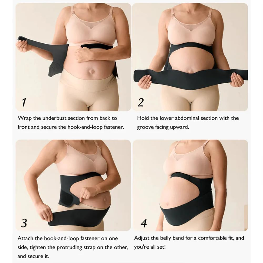 Elevara Belly Band - Eliminating Back & Pelvic Pain, Pregnancy-Safe Materials,No Rolling or Sliding,Stays in Place All Day (Skin Tone,L)