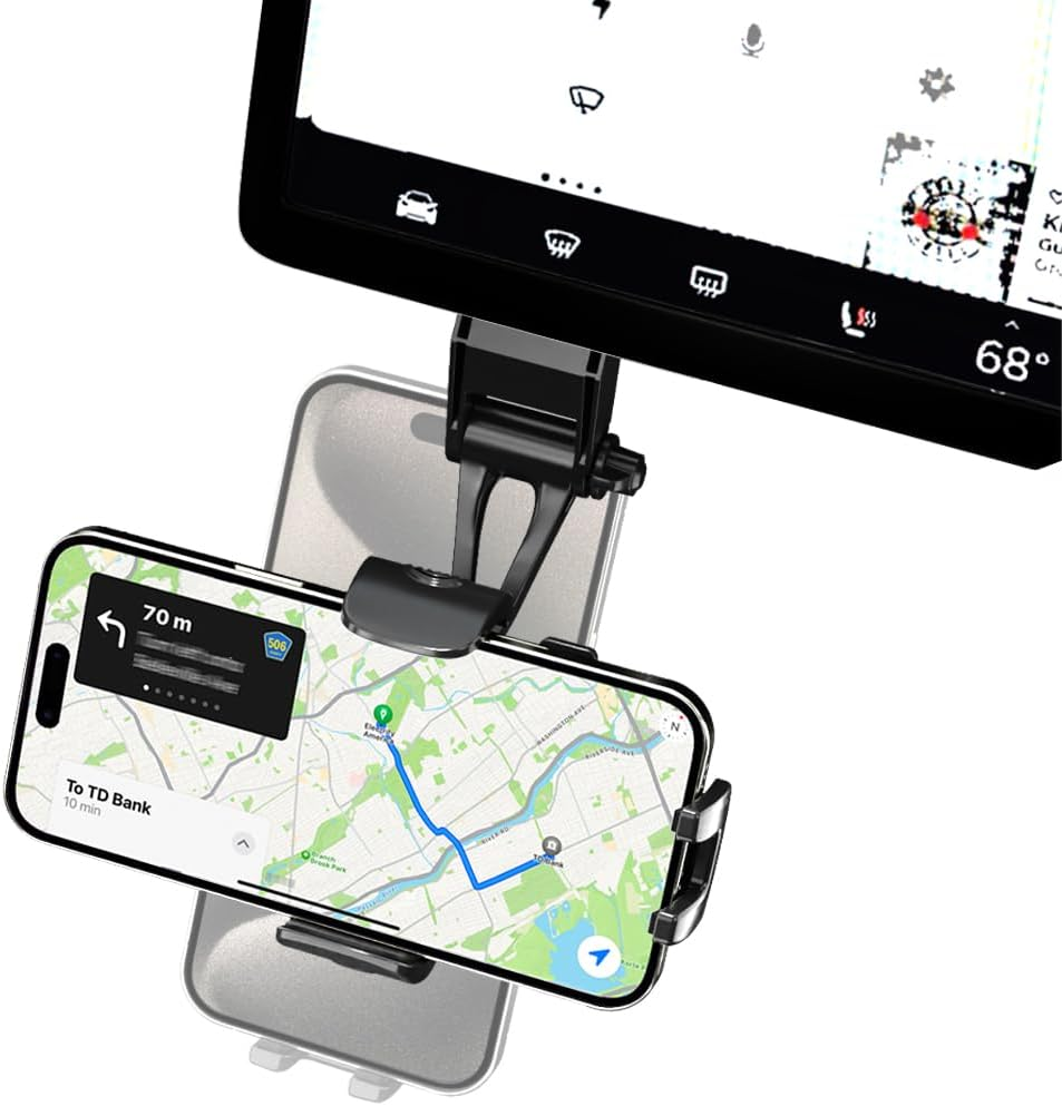 Wukanleng Phone Mount for Tesla Model 3 Model Y, [Strong Adhesive] Tesla Touchscreen Phone Holder with 360&deg; Rotation One Handed Operation Compatible with Iphone, Android Smartphone, More 4-7" Phone image number 3