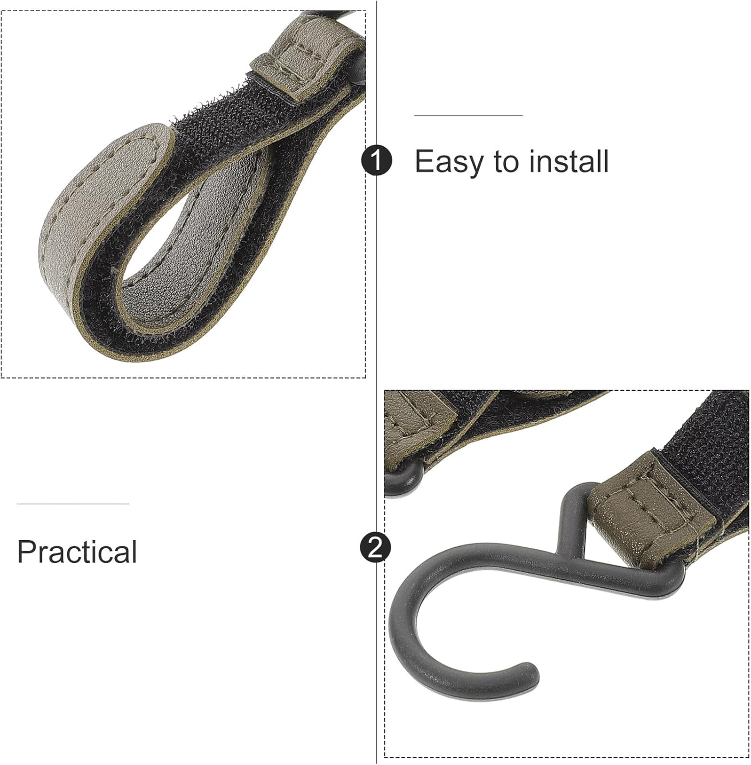 2Pcs Stroller Strap Buckles for Diaper Bag Hanging Stroller Hooks with One-Click Folding Compact Travel Accessories for Prams and Carriage Storage image number 2