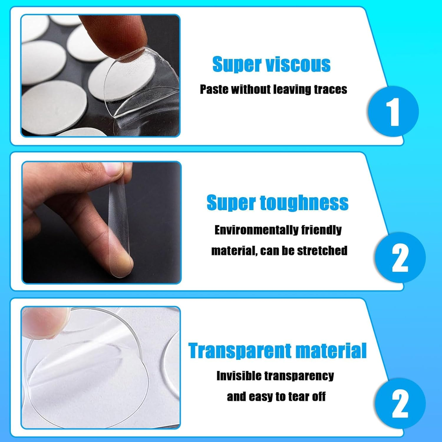 Double Sided Adhesive Dots, 200 Pcs Strong round Adhesive Transparent Dots, Removable Traceless Adhesive Dots for Gift Wrapping, DIY Scrapbooking, Festival Decoration (20Mm) image number 1