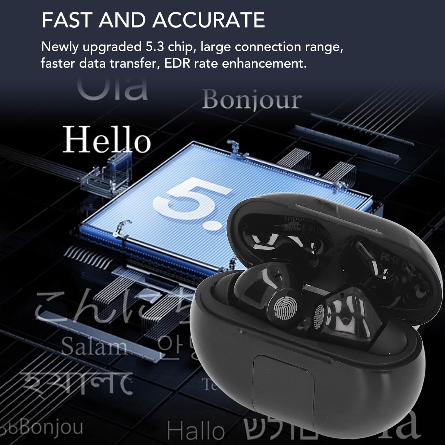 Depisuta Translation Earbuds Real Time, 140 Languages Two Way Language Translator Earbuds, Dual Microphone Noise Reduction Translating Device for Travel Business Learning