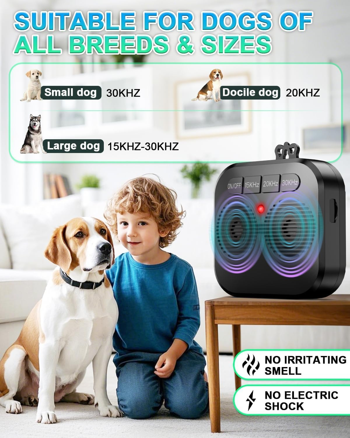 Anti Barking Device for Dogs, Ultrasonic Dog Bark Control with 3 Adjustable Modes, Rechargeable anti Bark Box, Dog Barking Ultrasonic Safe&Effective Indoor/Outdoor (Anti Barking Device) image number 3