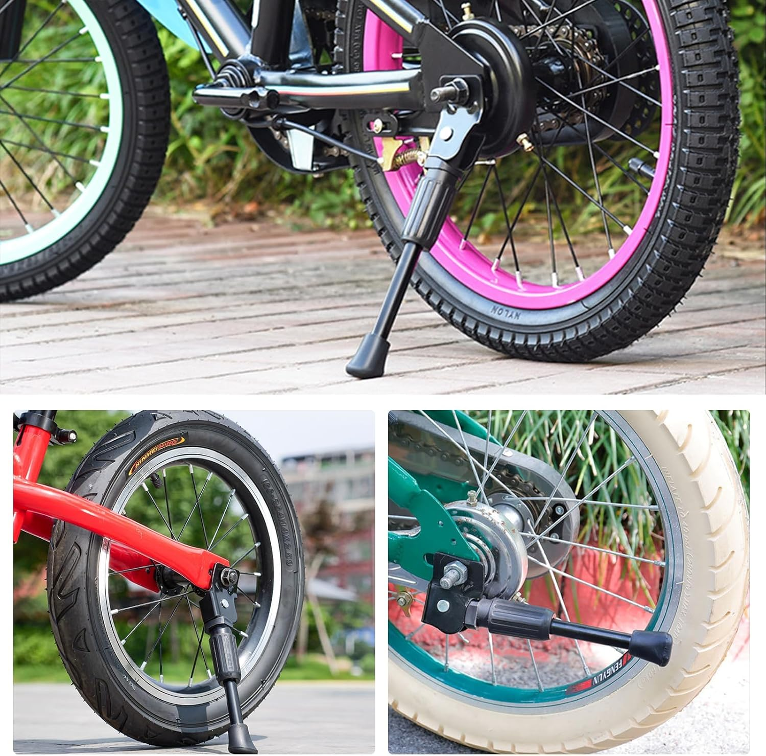 Kickstand for Kids Bike, Bicycle Side Kick Bike Stand, Bicycle Stand Kick Anti-Slip Kickstand for 14-18 Inch Bike Wheel Mountain Bike/Road Bicycle/Adult Bike/Sports Bike image number 2
